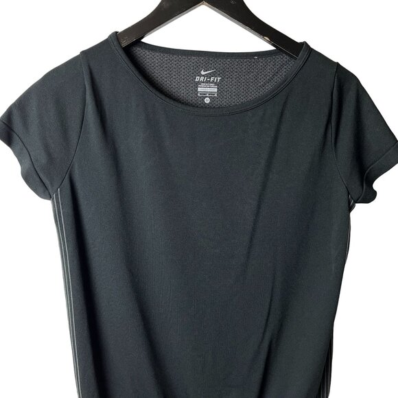Nike Dri-Fit T Shirt Womens Black Medium M Sportswear Athletic Minimal Plain Tee - Picture 2 of 10